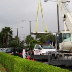 Leopard 3800 hard top in crane sling